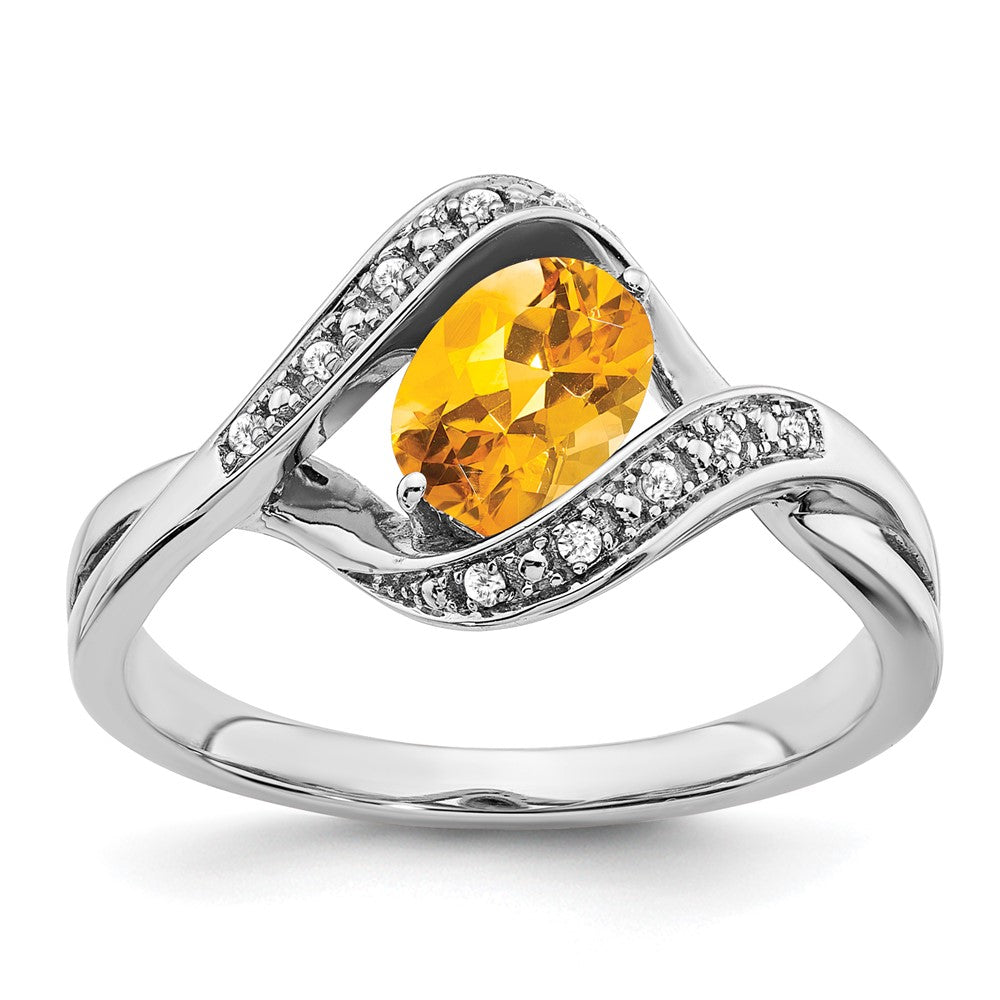 14k white gold oval citrine and real diamond ring rm5702 ci 005 wa