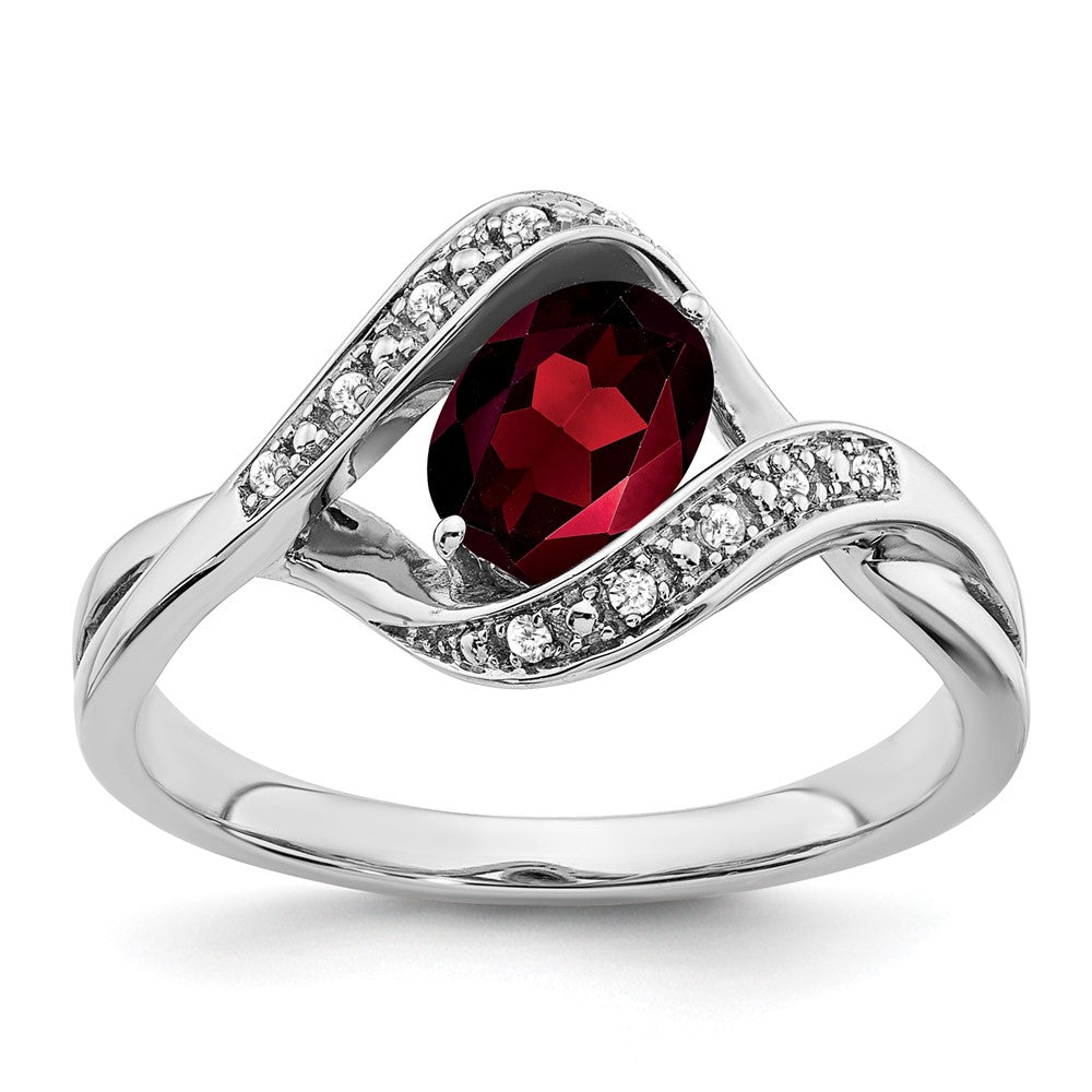 14k white gold oval garnet and real diamond ring rm5702 ga 005 wa