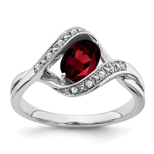 14k white gold oval garnet and real diamond ring rm5702 ga 005 wa