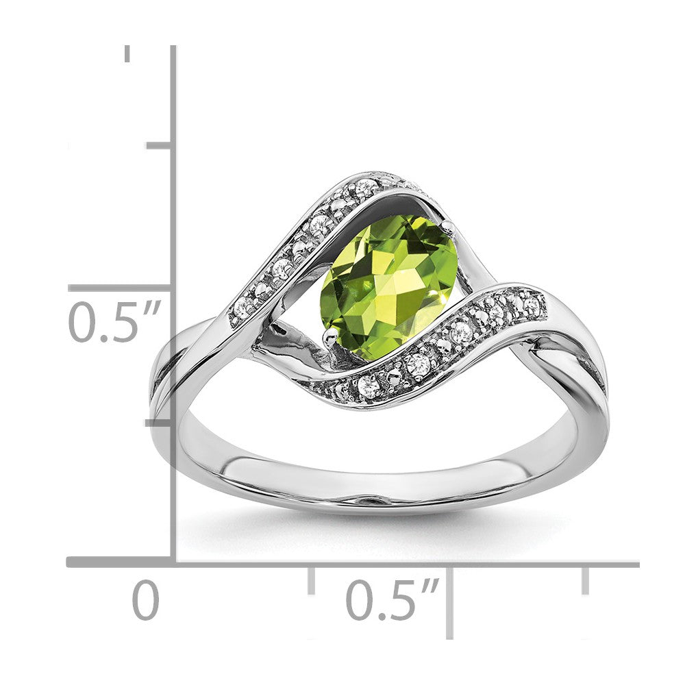 14k white gold oval peridot and real diamond ring rm5702 pe 005 wa