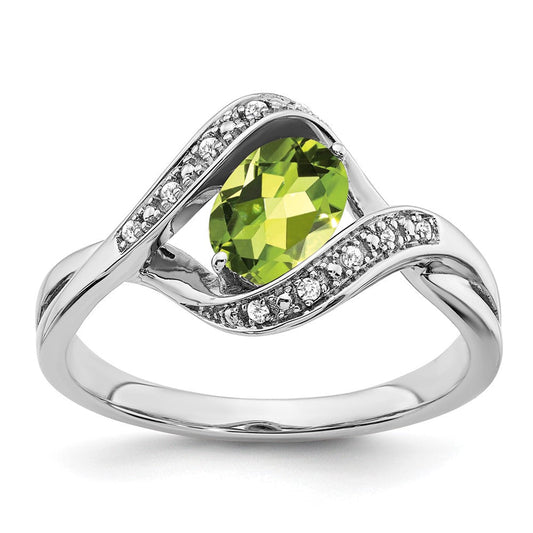 14k white gold oval peridot and real diamond ring rm5702 pe 005 wa