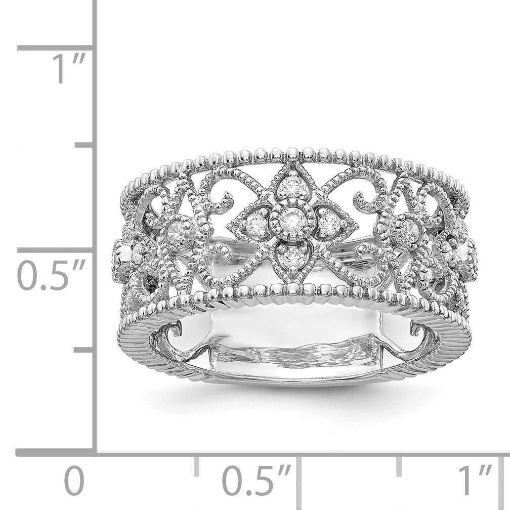 Solid 14k White Gold Simulated CZ Vintage Band
