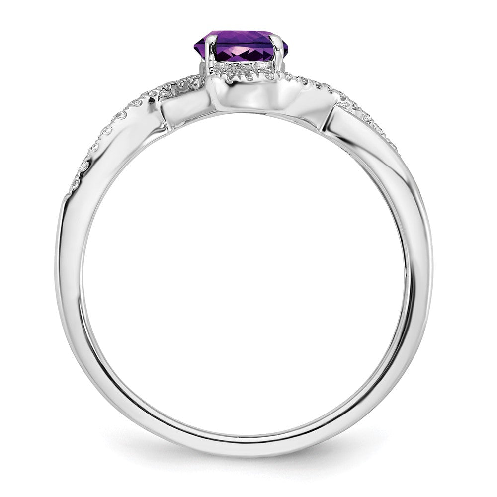 14k white gold oval amethyst and real diamond twist ring rm5710 am 011 wa