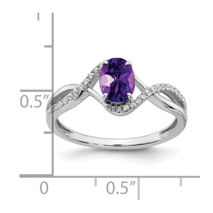 14k white gold oval amethyst and real diamond twist ring rm5710 am 011 wa