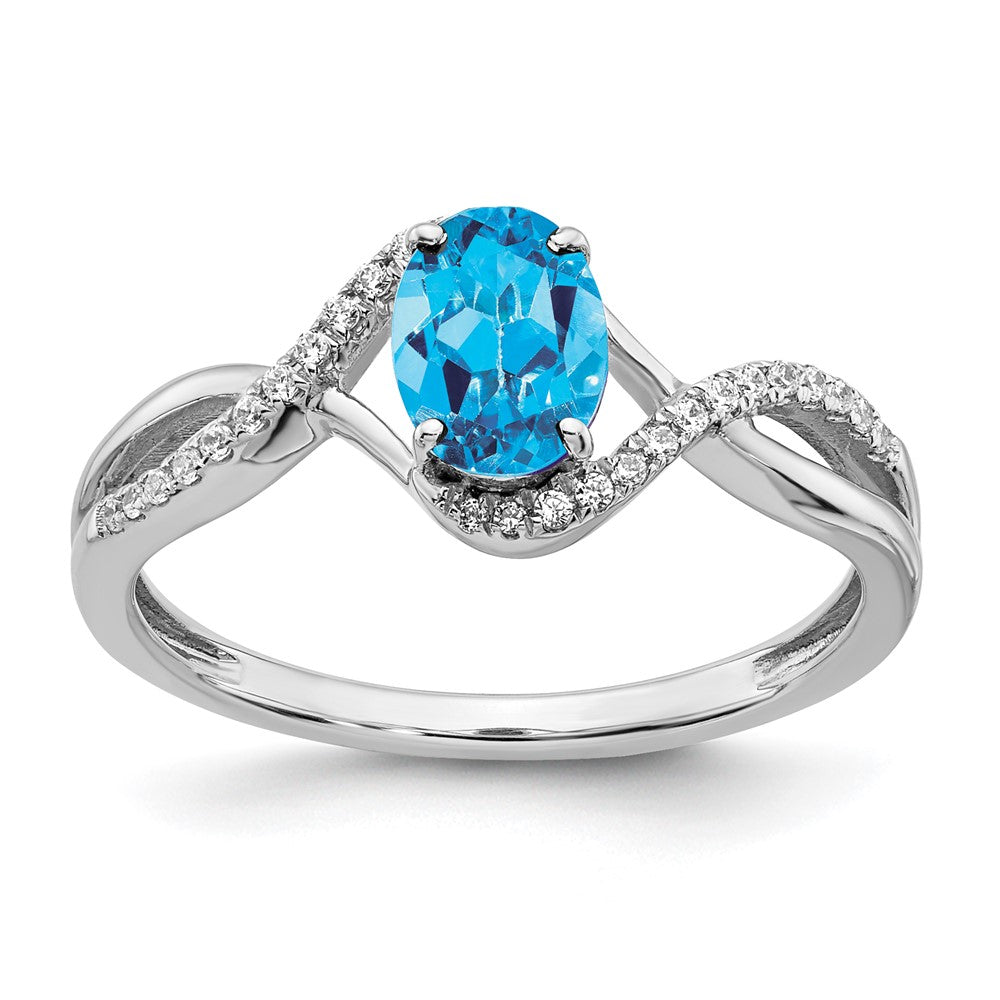 14k white gold oval blue topaz and real diamond twist ring rm5710 bt 011 wa