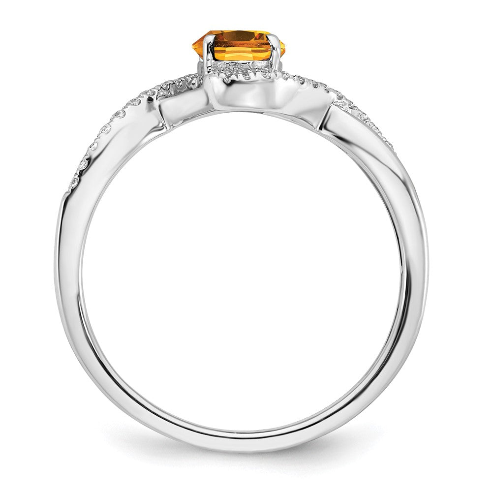 14k white gold oval citrine and real diamond twist ring rm5710 ci 011 wa