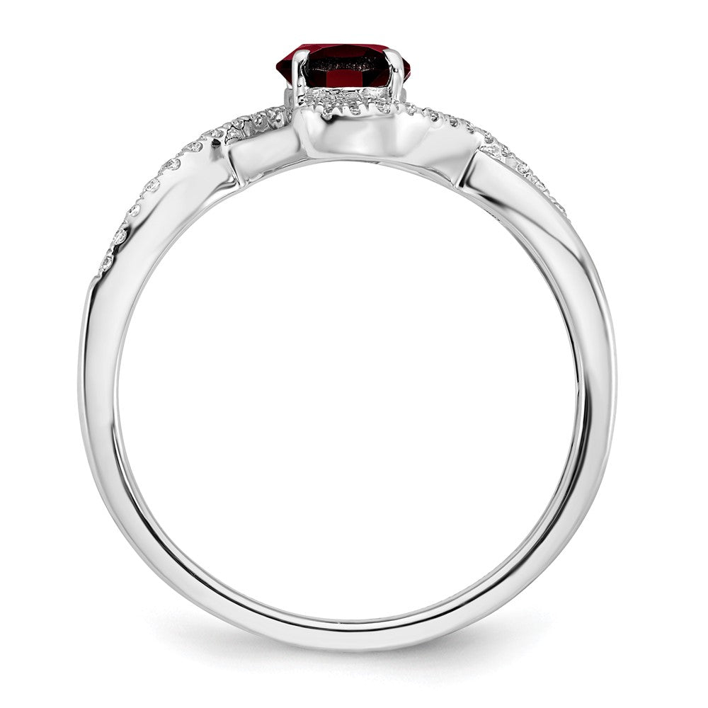 14k white gold oval garnet and real diamond twist ring rm5710 ga 011 wa