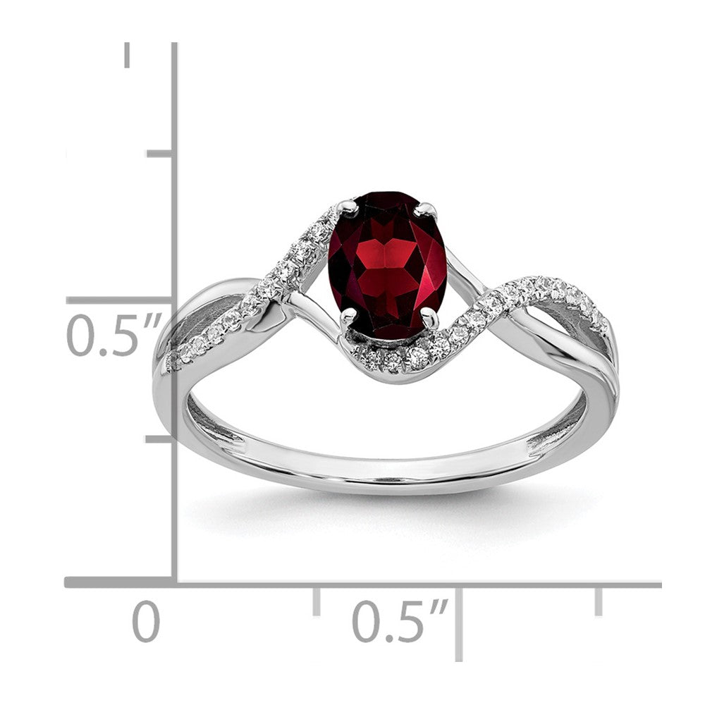 14k white gold oval garnet and real diamond twist ring rm5710 ga 011 wa