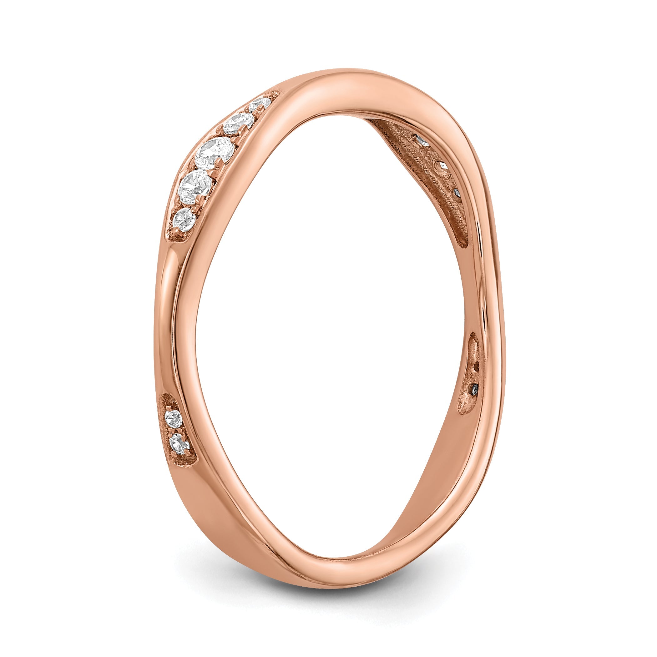 0.12ct. CZ Solid Real 14k Rose Gold Wedding Wedding Band Ring