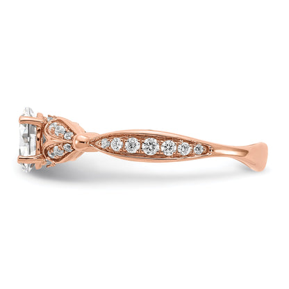 0.50ct. CZ Solid Real 14k Rose Gold Engagement Ring