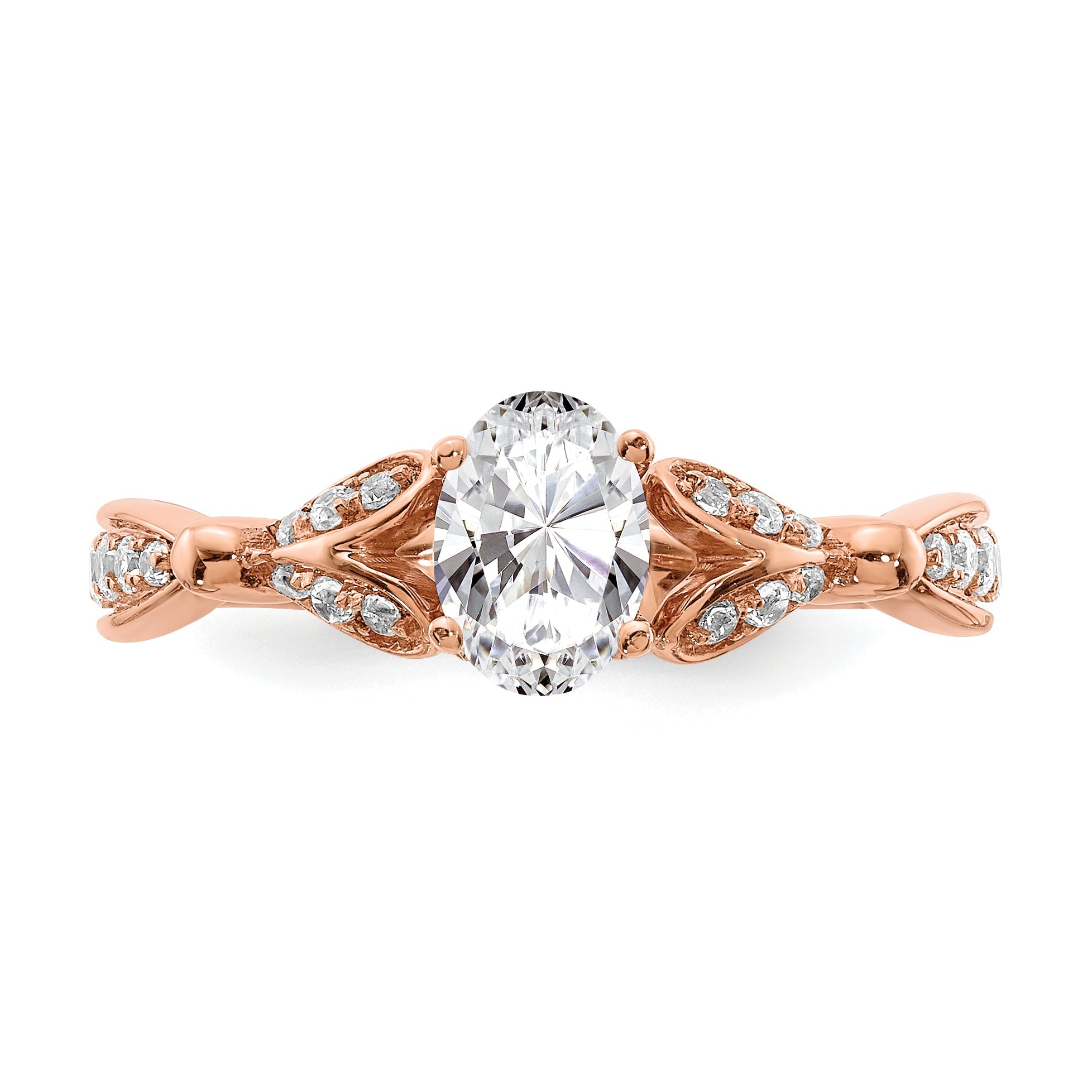 0.50ct. CZ Solid Real 14k Rose Gold Engagement Ring