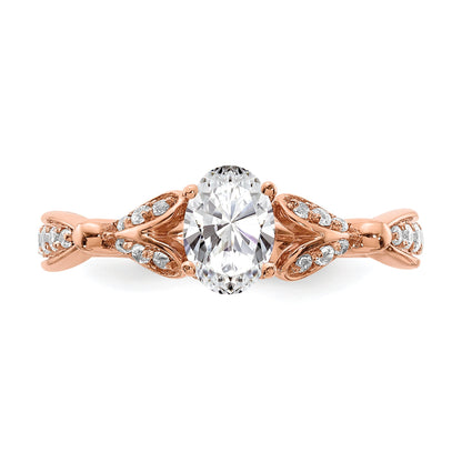 0.50ct. CZ Solid Real 14k Rose Gold Engagement Ring
