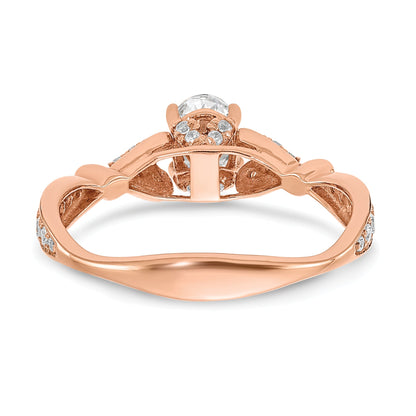 0.50ct. CZ Solid Real 14k Rose Gold Engagement Ring