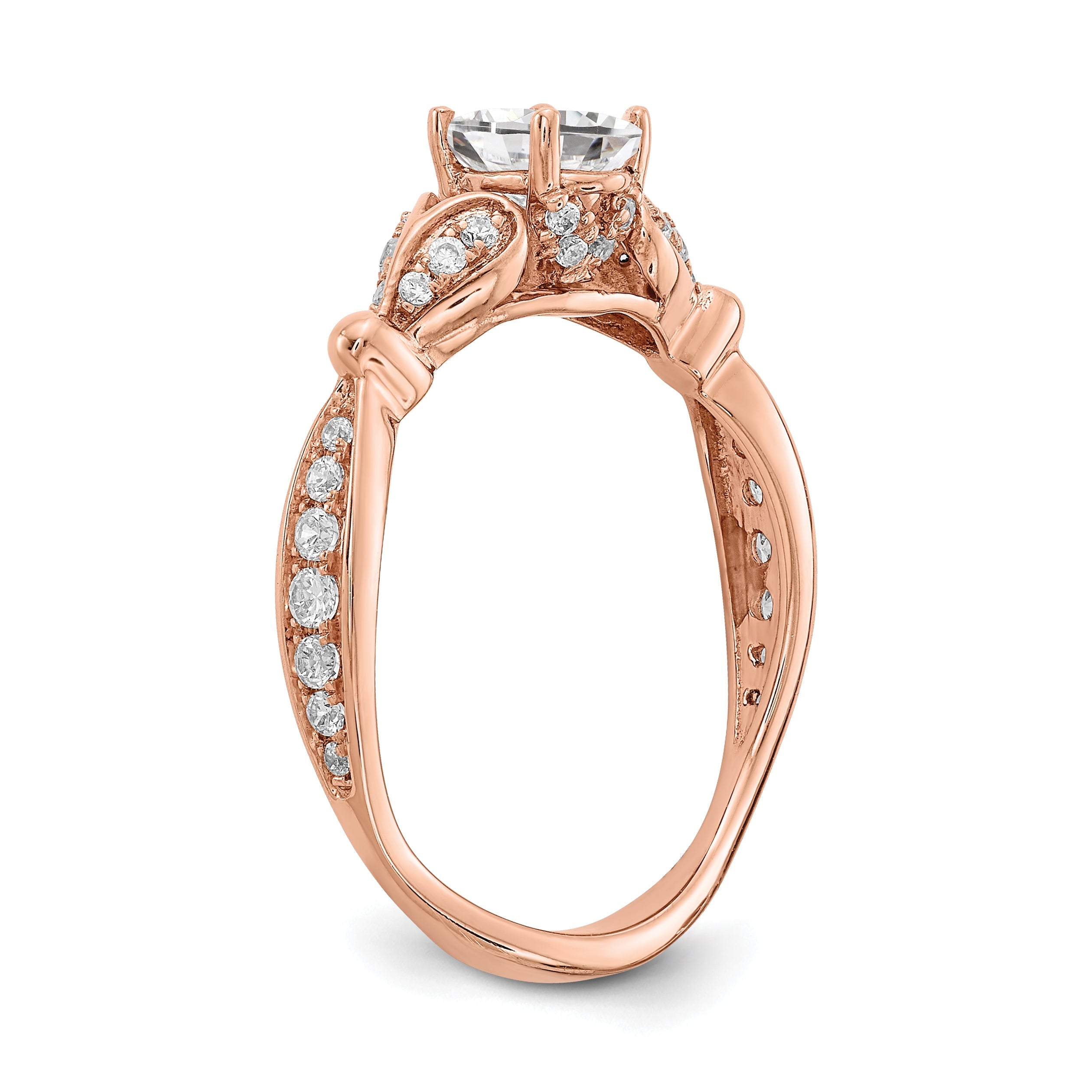 0.50ct. CZ Solid Real 14k Rose Gold Engagement Ring