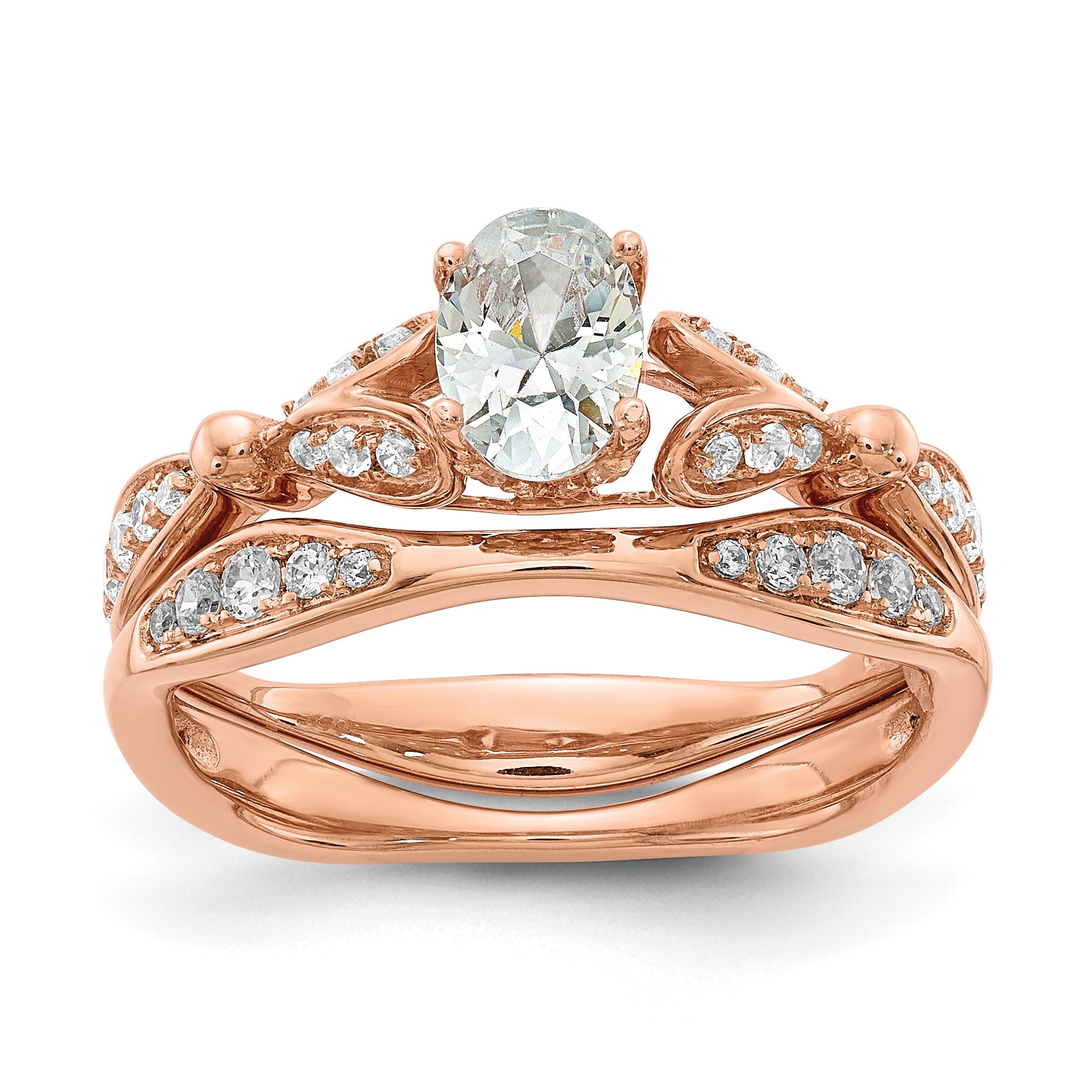 0.50ct. CZ Solid Real 14k Rose Gold Complete Engagement Ring