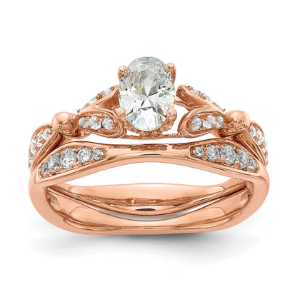 0.50ct. CZ Solid Real 14k Rose Gold Complete Engagement Ring