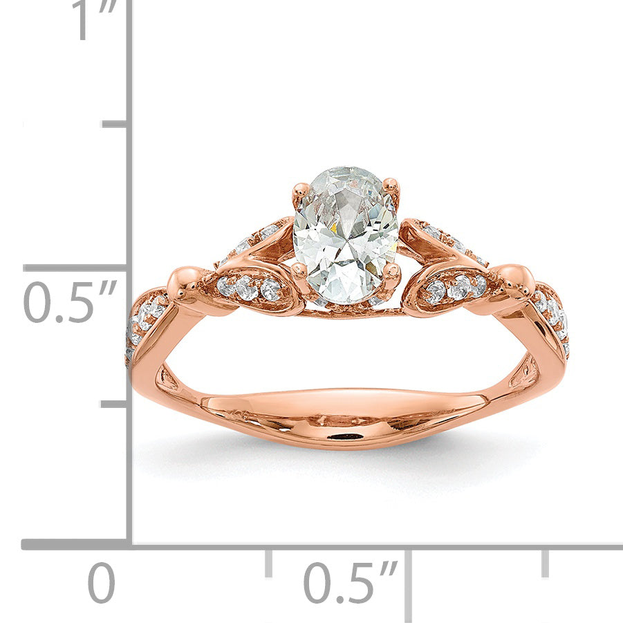 0.50ct. CZ Solid Real 14k Rose Gold Complete Engagement Ring