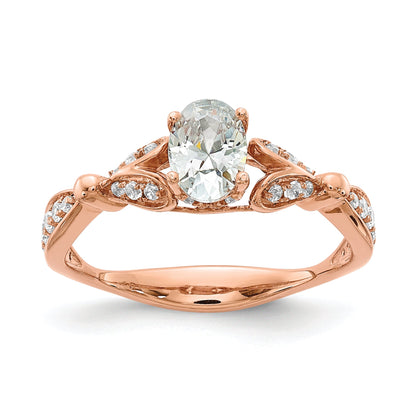 0.50ct. CZ Solid Real 14k Rose Gold Engagement Ring