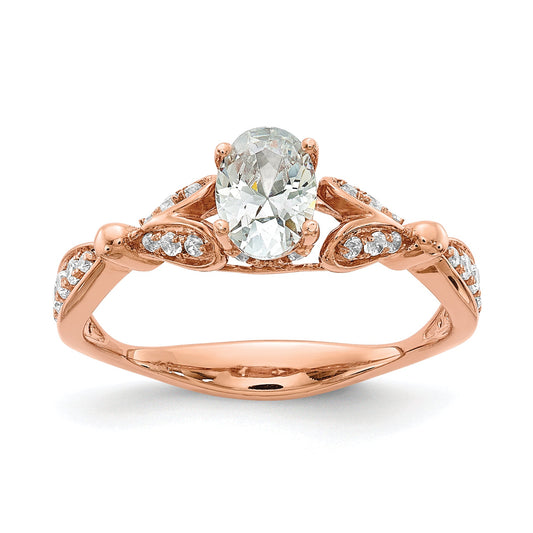 0.50ct. CZ Solid Real 14k Rose Gold Engagement Ring