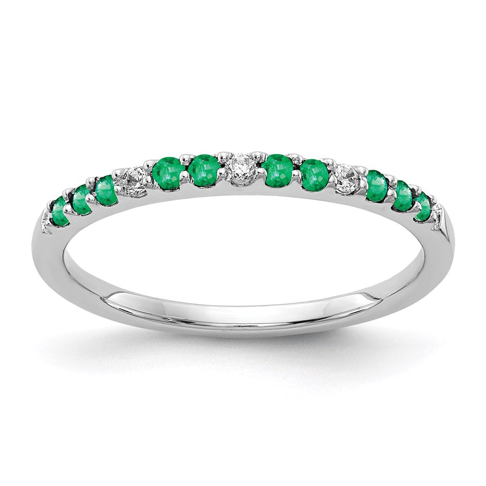 14k white gold real diamond and emerald band rm5737 em 005 wa