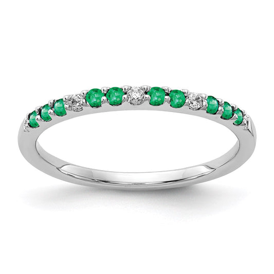 14k white gold real diamond and emerald band rm5737 em 005 wa