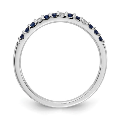 Solid 14k White Gold Simulated CZ and Sapphire Band