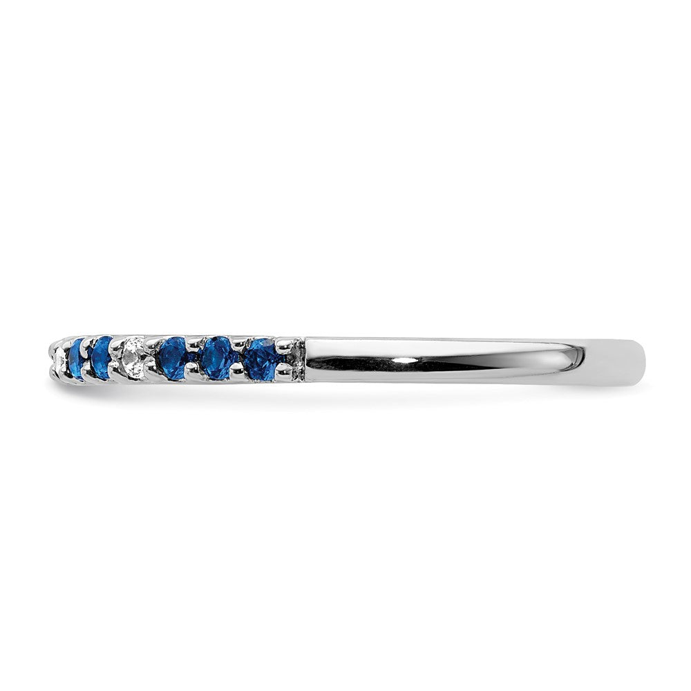 Solid 14k White Gold Simulated CZ and Sapphire Band