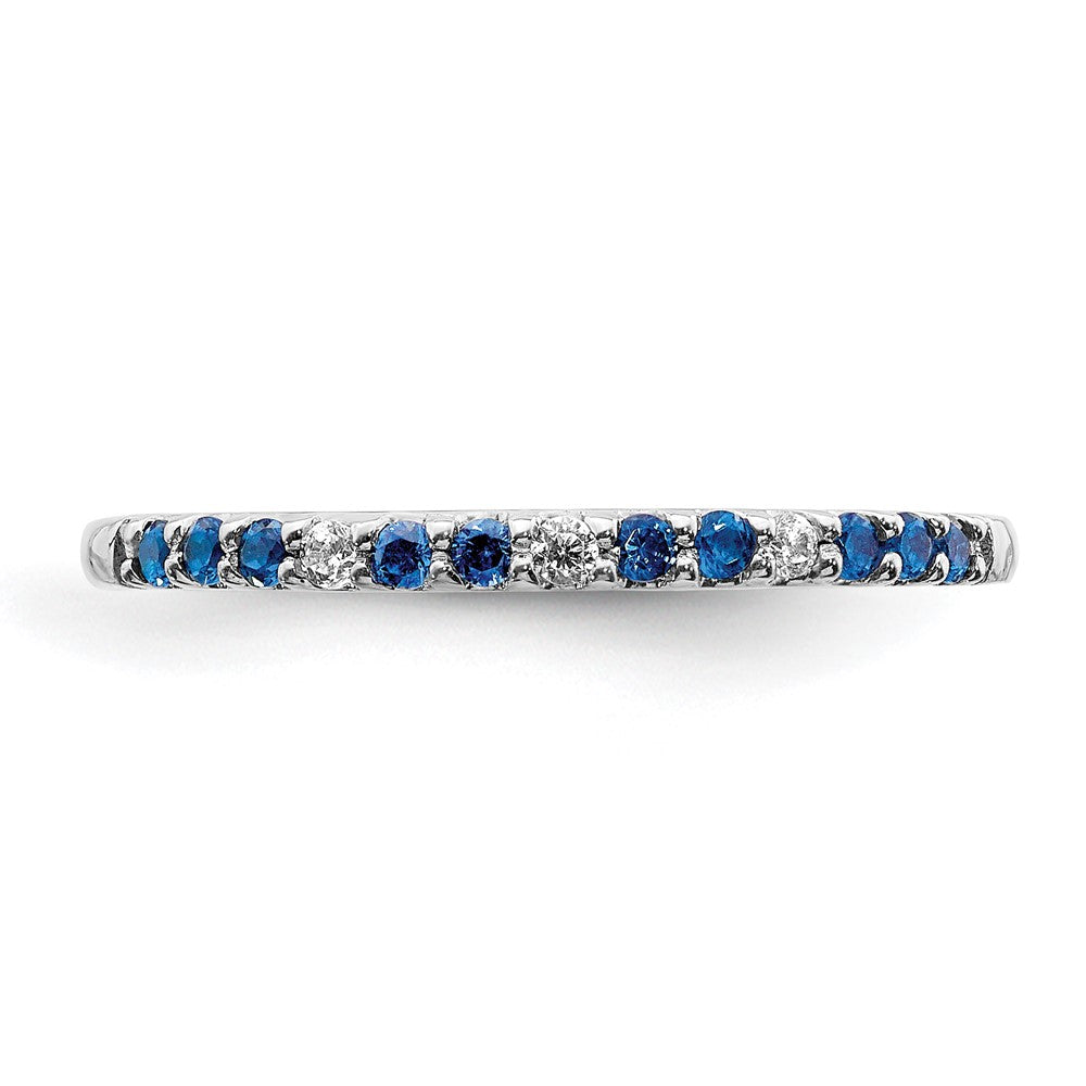 Solid 14k White Gold Simulated CZ and Sapphire Band