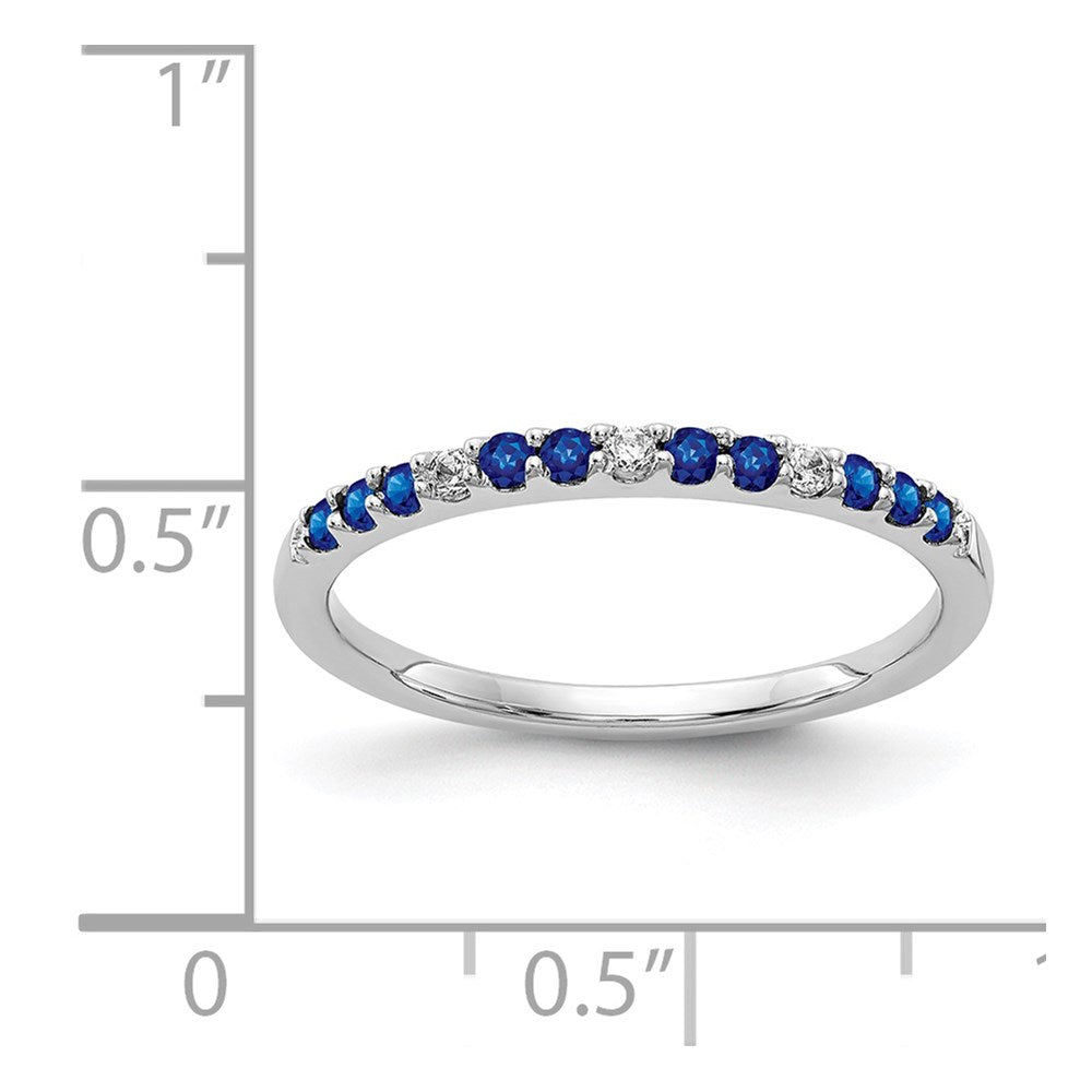 Solid 14k White Gold Simulated CZ and Sapphire Band