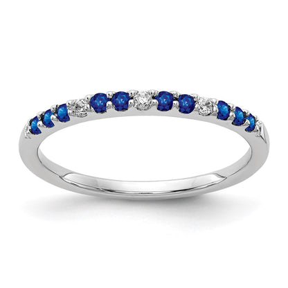 Solid 14k White Gold Simulated CZ and Sapphire Band