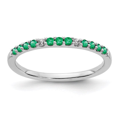 14k white gold real diamond and emerald band rm5738 em 003 wa
