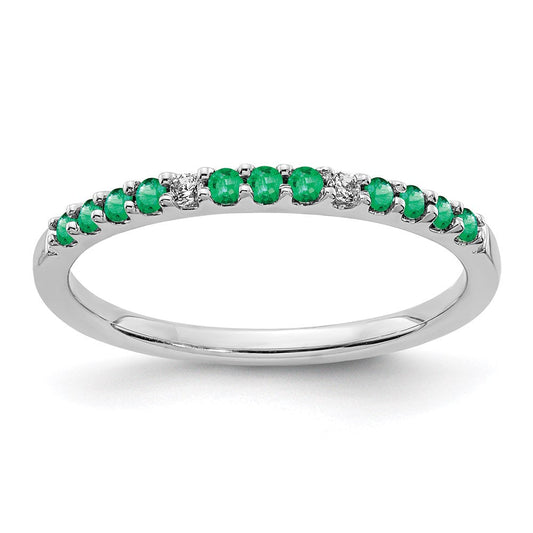 14k white gold real diamond and emerald band rm5738 em 003 wa