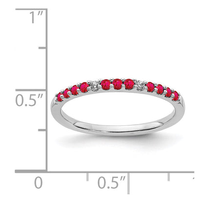 14k White Gold Real Diamond and Ruby Band