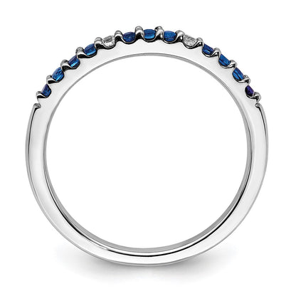 Solid 14k White Gold Simulated CZ and Sapphire Band