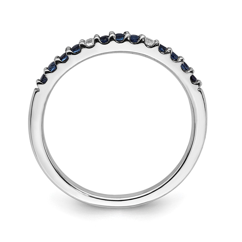 14k White Gold Real Diamond and Sapphire Band