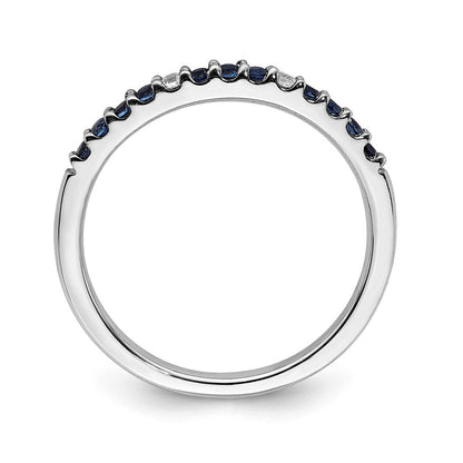 14k White Gold Real Diamond and Sapphire Band