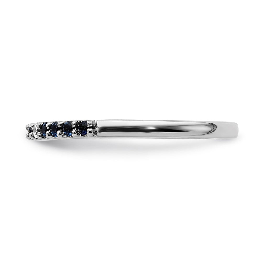14k White Gold Real Diamond and Sapphire Band