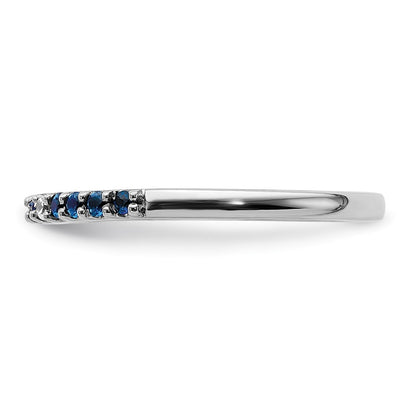 Solid 14k White Gold Simulated CZ and Sapphire Band