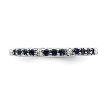 14k White Gold Real Diamond and Sapphire Band