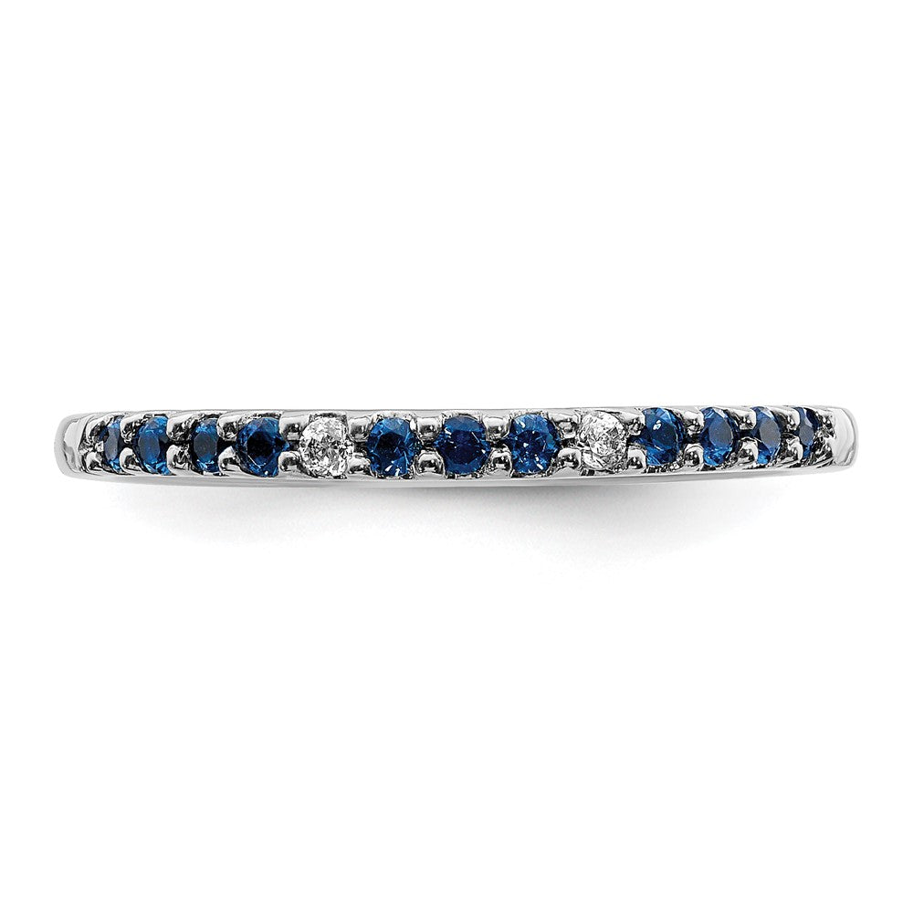 Solid 14k White Gold Simulated CZ and Sapphire Band