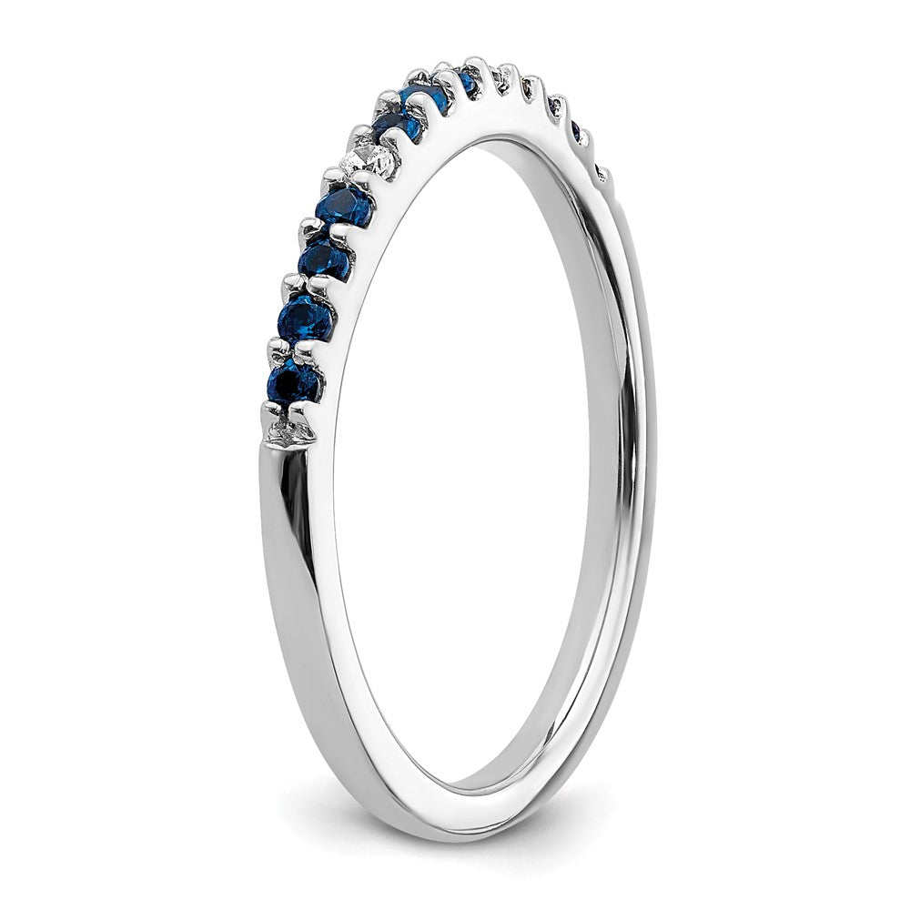 Solid 14k White Gold Simulated CZ and Sapphire Band