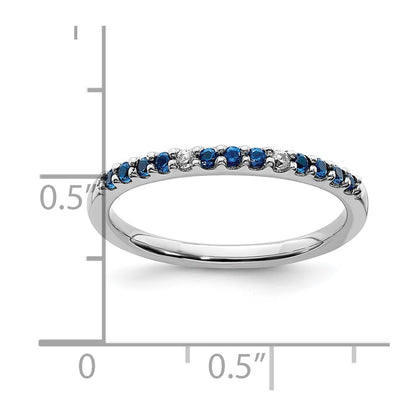 Solid 14k White Gold Simulated CZ and Sapphire Band
