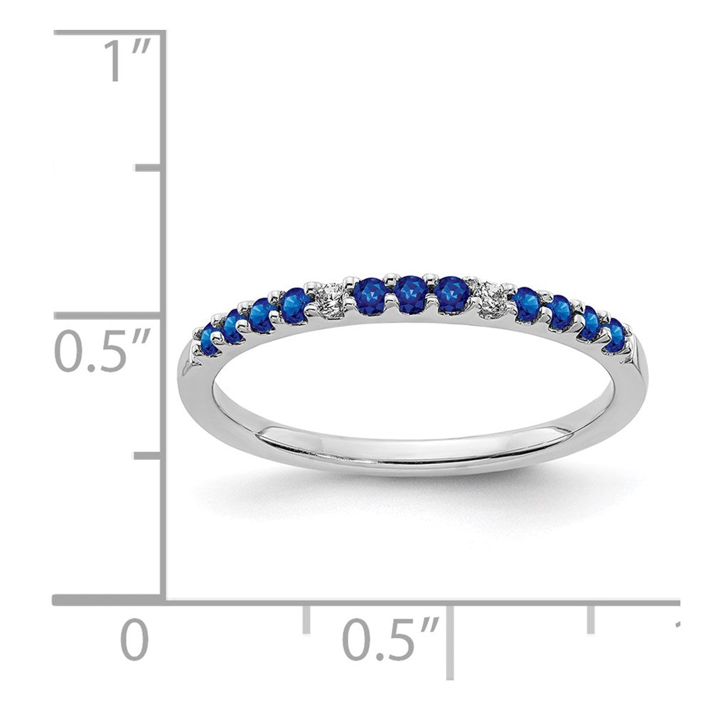14k White Gold Real Diamond and Sapphire Band