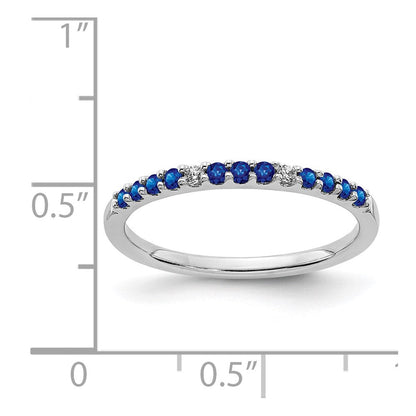 14k White Gold Real Diamond and Sapphire Band