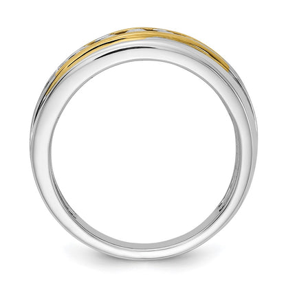 0.50ct. CZ Solid Real 14k White & Yellow Gold Men's Ring