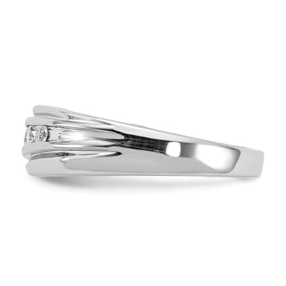 0.50ct. CZ Solid Real 14k White & Yellow Gold Men's Ring