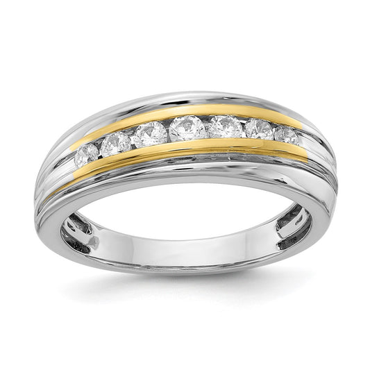 0.50ct. CZ Solid Real 14k White & Yellow Gold Men's Ring