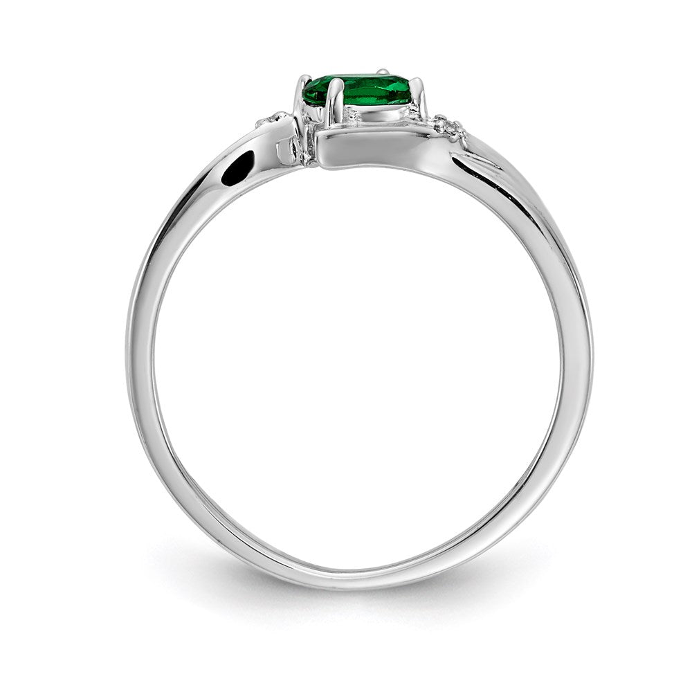 14k white gold polished oval real diamond emerald bypass ring rm5740 em 001 wa