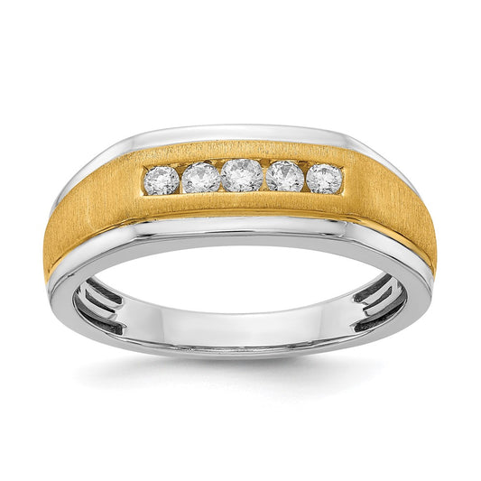 0.25ct. CZ Solid Real 14k White & Yellow Gold Men's Ring