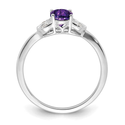14k white gold amethyst and real diamond ring rm5760 am 006 wa